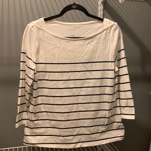White & Black striped 3/4 sleeve top